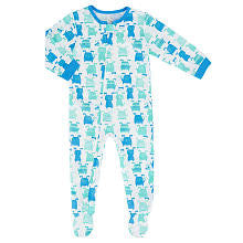 Koala Kids Boys' 1 Piece White/Blue Puppy Zip Front Footed Pajamas