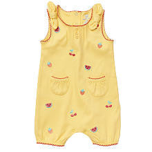 Koala Baby Girls Yellow Embroidered Fruit Sunsuit with Shoulder Bows