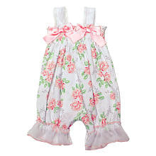 Koala Baby Boutique Girls White/Pink Floral Print Bow Detail Sunsuit