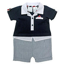 Koala Baby Boutique Boys Navy Faux Layered Polo Top and Shorts Romper