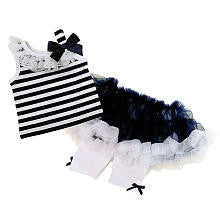 Koala Baby Boutique Girls 2 Piece Navy/White Striped Sleeveless Top with Bow Detail and Matching Skirted Legging Set