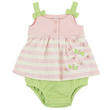 Koala Baby Organic Girls Pink/Green Dragonfly Stripe Sleeveless Bodysuit Dress