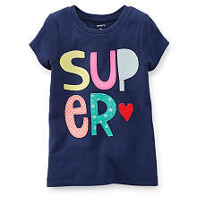 Carter's Girls Navy "Super" Appliqued Short Sleeve Top