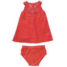 Koala Baby Girls Coral Crochet Detail Sleeveless Dress and Diaper Cover