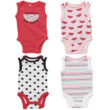 Koala Baby Girls 4 Pack Pink/White Printed/Embroidered Sleeveless Bodysuits