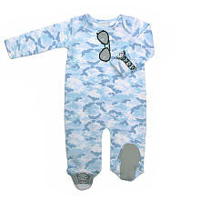 Koala Baby Boutique Boys Light Blue Camo Print Faux Shoes and Sunglasses Footie