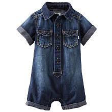 baby B'gosh Boys Blue Denim Button Down Short Sleeve Romper