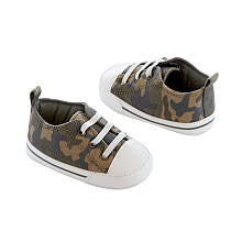 Carter's Boys Green Camo Print Soft Sole Faux Lace Up Sneaker