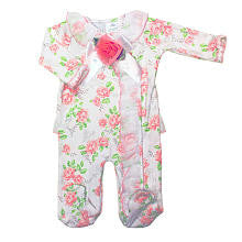 Koala Baby Boutique Girls White/Pink Floral Print Asymmetrical Ruffle Footie