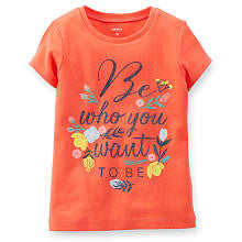 Carter's Girls Orange "Be Who You Want To Be" Sugar Glitter Printed Top