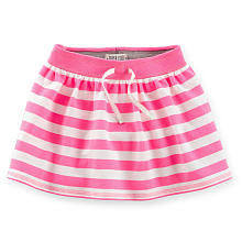 Carter's Girls Pink/White Striped Knit Skirt with Built in Panty and Drawstring