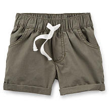 Carter's Girls Olive Woven Elastic Waistband Short with Pockets and Faux Drawstring