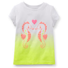 Carter's Girls White/Yellow Ombre Top with Sugar Glitter Printed Seahorses