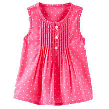 baby B'gosh Girls Pink Polka Dot Henley Sleeveless Top