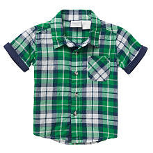 Koala Baby Boys' Green Plaid Button Down Short Sleeve Shirt