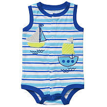 Koala Baby Boys Striped Graphic Sleeveless Snap Front Bodysuit