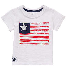 Koala Baby Boys' White 4th of July Baseball Bat Flag Short Sleeve T Shirt