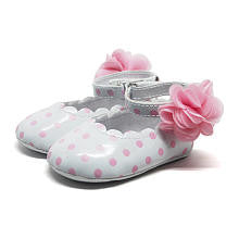 Koala Baby Girls White/Pink Polka Dot Scalloped Ankle Strap Mary Jane Shoes