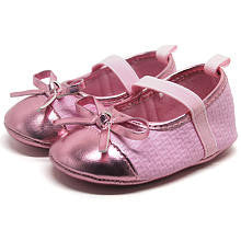 Koala Baby Girls Pink Shiny Toe Cap Soft Sole Mary Jane Shoes with Bow Detail