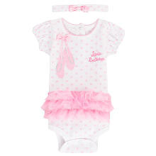 Koala Baby Girls' 2 Piece White/Pink Little Ballerina Polka Dot Creeper and Headband Layette Set