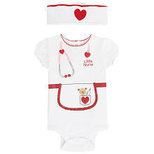 Koala Baby Girls' 2 Piece White/Red Little Nurse Bodysuit and Hat Layette Set