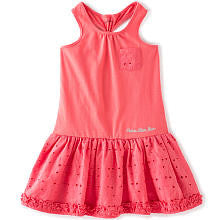 Calvin Klein Girls Pink Drop Waist Tank Top Dress with Eyelet Skirt