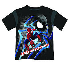 Marvel Boys Black Spiderman "Amazing" Short Sleeve Graphic T Shirt- Kids