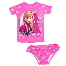 Disney Girls Frozen 2 Piece Pink "Anna" Rash Guard and Bottoms Swimsuit Set- Toddler