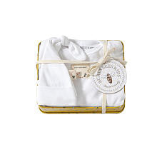 Burt's Bees Baby Neutral Organic 2 Piece White Footie, Knot Hat and Tin Set