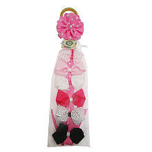 Little Me Girls 6 Pack Pink Assorted Bow Clips and Holder Set