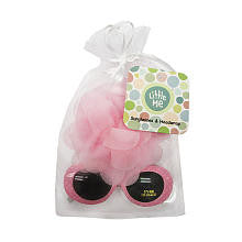 Litte Me Girls 2 Piece Pink Polka Dot Sunglasses and Pink Tulle Flower Headwrap Set