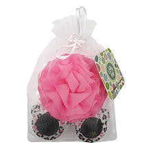 Little Me Girls 2 Piece Pink/Black Cheetah Print Sunglasses and Pink Poof Headwrap