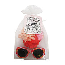 Elly & Emmy 2 Piece Coral Polka Dot Sunglasses and Flower Poof Headwrap