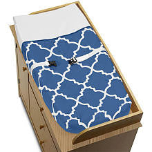 Sweet Jojo Designs Blue and White Trellis Collection Changing Pad Cover