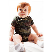 Gripzee Boys Green Camo Print Lap Shoulder Silicone Grip Bodysuit