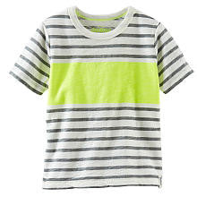 OshKosh Boys Grey/White/Yellow Striped Short Sleeve T Shirt- Toddler