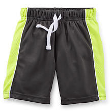 Carter's Boys Grey Knit Mesh Short with Lime Side Stripes