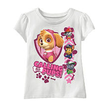 Nickelodeon Girls Paw Patrol White "Calling all Pups" Short Sleeve T Shirt- Toddler