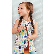 OshKosh Girls Blue/Yellow Pineapple Print Sleeveless Tunic with Drawstring Bottom- Toddler