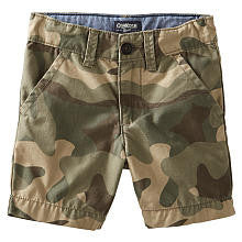 OshKosh Boys Olive Camo Print Shorts- Toddler