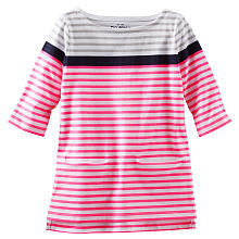 Oshkosh Girls Tan Striped Tunic with Front Pockets- Toddler