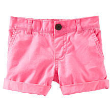 OshKosh Girls Pink Twill Cuff Shorts- Toddler