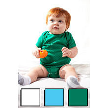 Gripzee Boys 3 Pack Short Sleeve Bodysuit - White, Baby Blue, Kelly Green