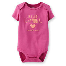 Carter's Girls Purple "Dear Grandma, I Love You" Short Sleeve Slogan Bodysuit