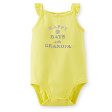 Carter's Girls Yellow "Happy Days with Grandpa" Glitter Printed Sleeveless Slogan Bodysuit