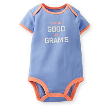 Carter's Girls Periwinkle "Life is Good at Gram's" Short Sleeve Slogan Bodysuit