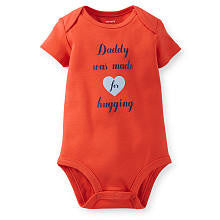 Carter's Girls Orange "Daddy Was Made For Hugging" Screen Print Short Sleeve Slogan Bodysuit with Glitter