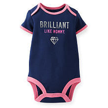 Carter's Girls Navy "Brilliant Like Mommy" Diamond Print Short Sleeve Bodysuit