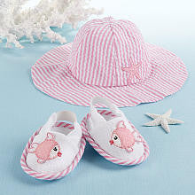 Baby Aspen Coastal Cutie Sun Hat and Spa Booties Gift Set - Girl (0-6 Months)