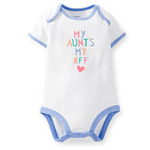 Carter's Girls White "My Aunt's My BFF" Embroidered Short Sleeve Slogan Bodysuit